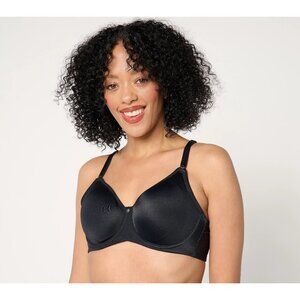 Breezies Jacquard Back Smoothing Unlined Underwire Bra Black 38DD A473389 NEW